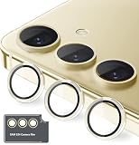 Kakuki for Galaxy S24 用 カメラフィルム [Kakuki] ギャラクシーS24 (SC-51E / SCG25) カメラ保護フィルム 薄型 強化ガラス 耐衝撃 独立型 露出オーバー防止 アルミ合金 カメラカバー (ゴールド, Galaxy S24)