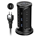 FDTEK 電源タップ タワー mini型 USB延長コード 2m 12AC充電口（100-125V）＋2USB-A+1Type-Cポート（最大3.1A/5V）USBコンセント 壁掛け 固定用テーブルタップ OAタップ 安全保護機能 過負荷保護 省エネ オフィス/家庭給電用
