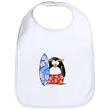 CafePress Surfing Macaroni Penguin Bib - Standard Cloud White by CafePress