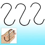 uxcell ファミリーフック 　S型フック　Sフック　ステンレスSフック　ブラック　服帽子ホルダー　３枚