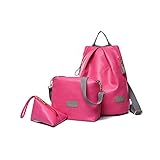 Rockyu リュック サック レディース 親子バッグ 3点セット PU レザー 革製 バッグ 女の子 ガール カジュアル コンパクト 軽量 大容量