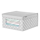 mDesignソフトスタッカブルファブリッククローゼットオーガナイザーストレージホルダーボックス – クリアウィンドウ、接続されたヒンジ蓋、子の/ベビールーム、保育園、Playroom – ポルカドッ