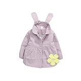 Pojour ベビー服 子供服 女の子 秋冬 防寒 ソフト花コート おしゃれ かわいいうさぎジャケット 厚手 長袖 暖かい ベビールームウェア 普段着 カジュアル 旅行 記念日 プレゼント パープル