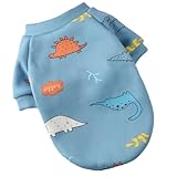 RIOSTUDIO 犬服 秋冬 犬の服 犬 猫 ドッグウェア 裏起毛 スウェット パーカー ジャージー 表つるつる 裏モコモコ ふわふわ 袖あり防寒 暖かい わんこ服 犬仮装 猫服 ペット用品 脱毛保護 お散歩 お出かけ インスタ映え 小型犬 中型犬(⑯アクアブルー×カメちゃん,L)