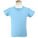 カラー半袖キーネックシャツ ブルー◇90-110cm