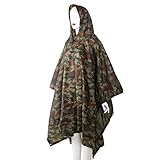 Biuuu 3in1アウトドアキャンプバックパックレインカバーポンチョコートカモフラージュテントアウティングマット (陸軍の緑)