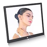 15インチデジタルフォトフレーム 1024x768 HD LEDスマートデジタルフォトディスプレイ 時計カレンダー目覚まし時計機能 MP3 MP4画像のサポート リモートコントローラー付き(US)