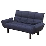 ソファー 2人掛け ロータイプ 背もたれ 5段階 リクライニング ネイビー