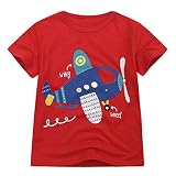 Chaufly Tシャツ サマー ガールズ ボーイズ コットン半袖 漫画 飛行機 プリント カジュアル トップス 服装