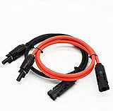 1組ブラックとレッド　12AWG　MC4　3FT　ソーラーパネル 延長ケーブル ソーラーケーブル　ソーラー延長ケーブル　メスとオ スコネクター