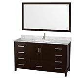 Wyndham Collection Sheffield 60 inch Single Bathroom Vanity in Espresso White Carrera Marble Counter