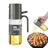 オイルスプレー オリーブオイル 250ml 【日本JFSL370認証】耐熱ガラス オイルボトル 霧吹き スプレー オイル噴射管付属フィルター 片手でも使用可能 液だれしない 垂れない 小さい 料理用 オイルポット 食用油 キッチン用具 調味料入れ 食用油 グレープシード 料理用しょうゆ 各種調味料 (グレー)