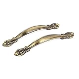 uxcell プルハンドル クローゼット用 家具用 キャビネットグリップ ブロンズトーン 2個入り