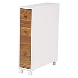 キャスター付きトイレラック トイレ収納 【ナチュラルホワイト】 幅16cm スリム 木製 MTR-6464NW