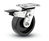 Shepherd Prism Series 5 Diameter Polyolefin Wheel Total Lock Brake Caster, 4-1/2 Length x 4 Width Pl