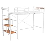 階段付ロフトベッド シングル 高さ166cm ハイタイプ 宮付き 棚付き /*01ホワイト