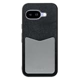 LOOF PASS-SHELL レザー カード収納 スマホケース for Google Pixel 9a 用 ケース カバー 背面 ストラップホール カードポケット シンプル かわいい 耐衝撃 薄型 軽量 leather [ブラックグレー]