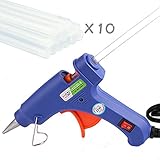 LKXC 小型グルーガン ピタガン 溶融グルースティック10本付 強力粘着 凹み修理　接着剤　スイッチ付き高温タイプDIYに 工作に プラスチック用グルーガン ダークレッド