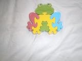 Traditional Wood'n'Fun: Baby/Toodler Wooden Colourful Frog & Froglet Jigsaw/Puzzle by Ackerman