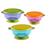 Blesiya 3個　ベビー　赤ちゃん　安全　滑り止め　給餌ボウル　吸盤付　蓋付き　可愛い　高品質　ボウル　異なるサイズ　