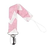 Bumkins Pacifier Clip, Pink Chevron by Bumkins