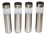 4-pack Garden Solar Bollard Light with White LED -Stainless Steel [並行輸入品]