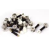 uxcell　家具　カムフィッティング　ダボ　コネクタ　金属　プラスチック　ブロンズトーン　ホワイト　ブラック　15セット入り