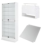 【福袋】[雅夢威] 3点セット39cmハイタイプ用 フィギュアラック「ワイド」83シリーズ ハイタイプ＋背面ミラー2枚+ワイド専用上置きロータイプ「本体」【正規品】KA-TMR8339 (ホワイト)