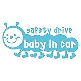 imoninn BABY in car ステッカー　【シンプル版】　No.21　イモムシさん　（水色）