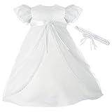 Lauren Madison新生児女の子Sheer OverサテンドレスGown Outfit カラー: ホワイト