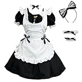 [FULINE] メイド服 コスプレ メイドコスチューム 仮装 コンカフェ メイドカフェ クマ ぬいぐるみ ショート丈 レディース こすぷれ セット イベント ハロウィン 学園祭 オタクダンス 撮影 ブラック L