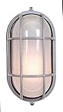 Nauticus 4.25"H Outdoor Bulkhead - Satin Finish with Frosted Glass Shade [並行輸入品]