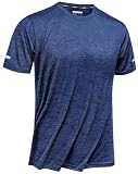 [TACVASEN] Tシャツ メンズ スポーツウェア ショートスリーブ クールネック ハイキングシャツ トップス 反射テープ ランニングシャツ 速乾 運動用 ロイヤルブルー XL