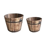 Fityle 植物ポット　木製フラワーポット　プランター　収納ボックス　多用途　2個　ガーデン　インテリア　