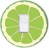 Rikki Knight RND-LSPROCK-4 Artsy Lime Half Slice Round Single Rocker Light Switch Plate [並行輸入品]
