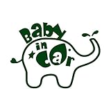 ゾウさん Baby in car カッティング ステッカー ダークグリーン 深緑