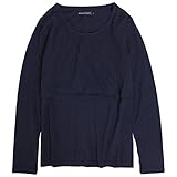 授乳服 長袖 Tシャツ 授乳口付き 無地 長袖Tシャツ 産後対応 マタニティウェア ネイビー-M7826 M