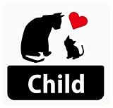 Child in Car 「ねこの親子」 Square Type 車用ステッカー (マグネット) (ホワイト) ／ こどもが乗ってます (9.9cm×10.5cm) q05
