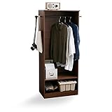 LOWYA （ロウヤ） ハンガーラック 洋服ラック 可動棚 取り外し可能 サイドフック 収納 衣類収納 ワードローブ 幅59.5cm リアル木目 ウォルナット おしゃれ 新生活