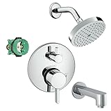 Hansgrohe KST04231-27486-13PC Raindance S 150 Air 1-Jet Showerhead Kit with Tub Spout Thermostatic T