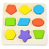 Moobom 木のおもちゃ型はめ パズル 形合わせ 積み木知育玩具 幾何学認知 …