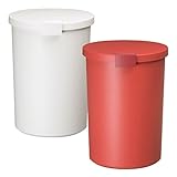 岩谷マテリアル kcud ラウンドロック 2個セット ゴミ箱 ごみ箱 ダストボックス おしゃれ ふた付き クード (ホワイト×オレンジ)