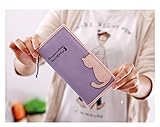 猫の写真の女性の財布 (紫の)