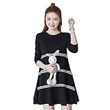 (オチビ) OTIBIH マタニティー チュニック ワンピース 大きいサイズ 産前 産後 妊婦 ゆったり ラクチン トップス 黒 ボーダー 3本線 長袖 出産準備 お宮参り M L XL 2XL　F0