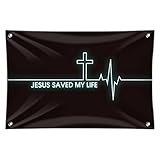 Jesus Saved My Life EKGハートレートパルスReligious ChristianホームビジネスオフィスSign 22" x 33" MINI.BANNER.Z000634_8