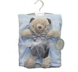 Baby Boy's 2-Pc Brushed Fleece Sherpa Blanket and Corduroy Teddy Bear Set [並行輸入品]