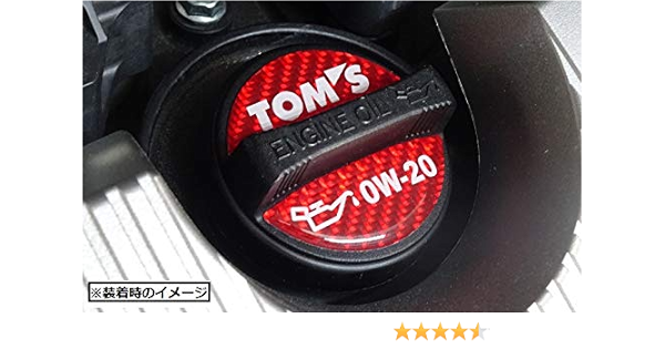 Tom S トムス オイル フィラーキャップ ガーニッシュ レッド 赤 カーボン調 0w ステッカー 貼付 オイルフィラーキャップ 車 バイク Amazon