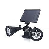 LEDソーラースポットライト 二灯 8LED センサーライト 太陽発電 ソーラー 明暗センサー ガーデン 防犯ライト 省エネ 屋外 おしゃれ 防水 黒 昼光色