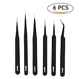 Shintop Anti-Static ESD Tweezers - Pointed Tweezers Anti-Magnetic, Anti-Acid Stainless Steel Tweezer