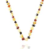 Amber Teething Necklace for Babies Beans Multi4 (Unisex) - Anti Flammatory, Drooling & Teething Pain